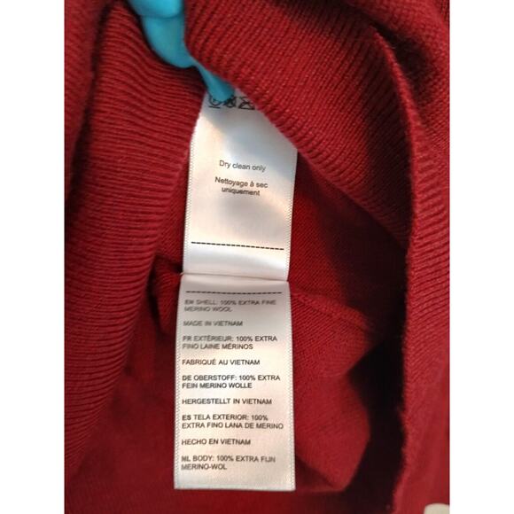 Untuckit Sweater Mens Medium Red Belguardo 1/4 Zip Minimalist Casual Merino Wool - Picture 10 of 10